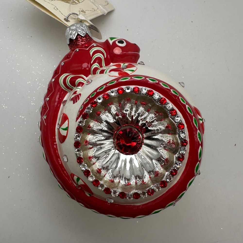 2012 Patricia Breen Happy Holidays Hamish Peppermint Red Chameleon 3.54" Ornamen